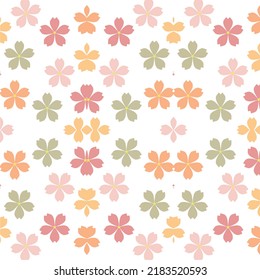 Seamless colorful flower pattern on white background. Vector illustration