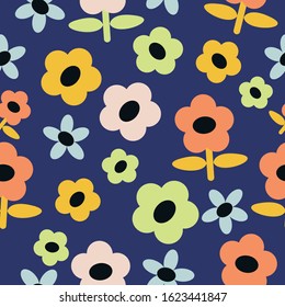 Seamless colorful flower pattern vector for wallpaper, wrapping and textile.