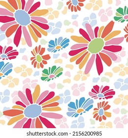 Seamless colorful flower pattern - vector