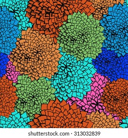 Seamless colorful flower pattern. Vector illustration for graphic design