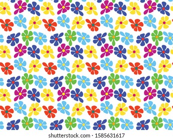 Seamless colorful flower pattern with white background