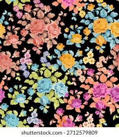 Patrón de flores coloridas sin costuras. Abstractas patrón floral.