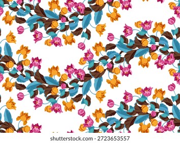 Seamless colorful flowers pattern. Abstract floral pattern.