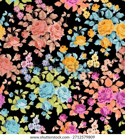 Seamless colorful flowers pattern. Abstract floral pattern.