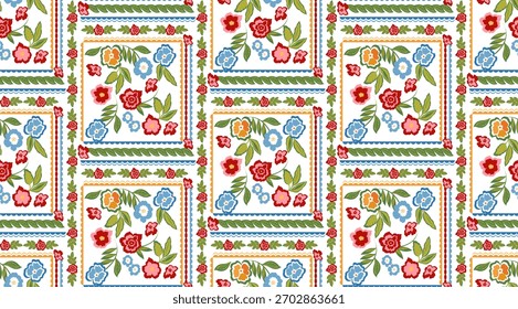 Seamless colorful flowers pattern. Hand draw abstract pattern