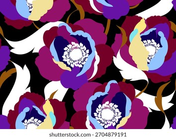 Patrón de flores coloridas sin costuras. Dibujar a mano el patrón abstracto