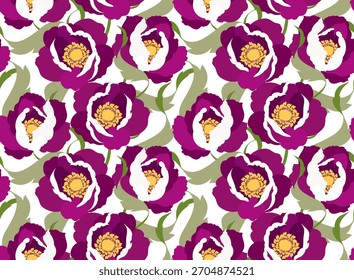 Seamless colorful flowers pattern in vector. Abstract floral pattern.