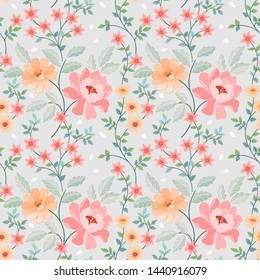 Seamless colorful flowers vector for fashion prints, wrapping, textile, paper, wallpaper.