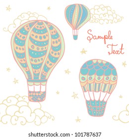 seamless colorful flying  hot air balloon pattern.clipping mask