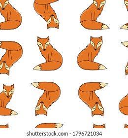 Nahtlose bunter Fuchsmuster-Design. Muster mit süßen Füchsen
