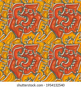 Seamless colorful freehand pattern with shapes