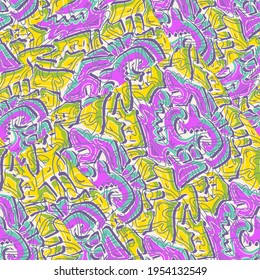 Seamless colorful freehand pattern with shapes