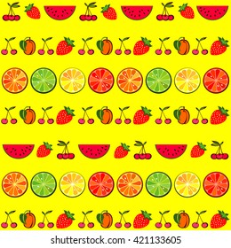 Seamless colorful fruit background. Vector illustration