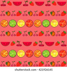 Seamless colorful fruit background. Vector illustration