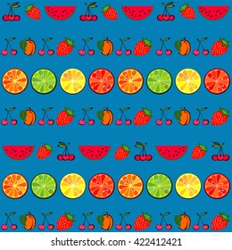 Seamless colorful fruit background. Vector illustration