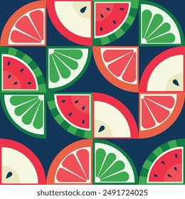 Seamless colorful fruits pattern vector. Elegant flat modern illustration. Healthy food diet.