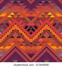 Seamless colorful geometric ethnic pattern