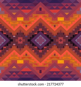 Seamless colorful geometric ethnic pattern