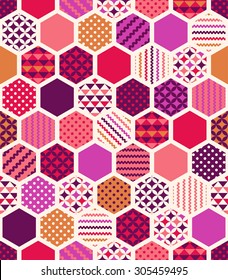 seamless colorful geometric hexagonal honeycomb patchwork pattern