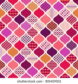 seamless colorful geometric ornament patchwork pattern