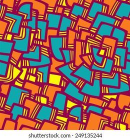 Seamless colorful geometric pattern. Abstract pattern. Floral motive. Vector illustration with hand drawn motive.