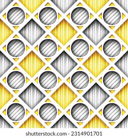 Seamless Colorful Geometric Pattern, Crazy Patchwork Quilt Ornament. Endless Modern Mosaic Texture.  Fabric Textile, Wrapping Paper, Wallpaper. Vector 3d Illustration. Abstract Art
