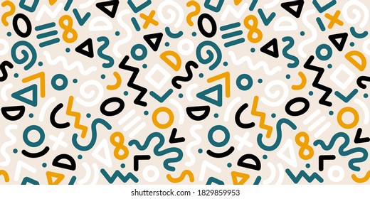 Seamless colorful geometric pattern. Fashion 80-90s. Hipster Memphis style.