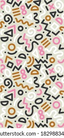 Seamless colorful geometric pattern. Fashion 80-90s. Hipster Memphis style.