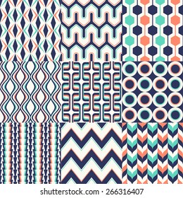 Seamless Colorful Geometric Pattern Set