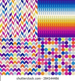 seamless colorful geometric pattern set