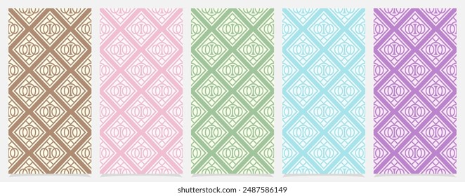 Seamless colorful geometric pattern strips collection Set.