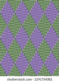 Seamless colorful geometric pattern of triangles folded into quadrilaterals
