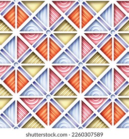 Patrón geométrico inmaculado con triángulos. Textura moderna sin fin de mosaico.  Tejido, Papel de envolver, Papel tapiz. Ilustración del vector 3d. Arte abstracto
