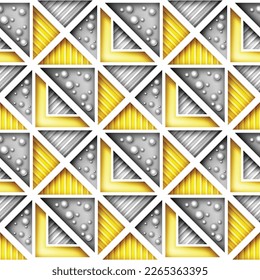 Nahtlose farbige geometrische Muster mit Dreiecken. Endlose moderne, moderne Textur.  Gewebe, Schleifpapier, Tapete. Vektorgrafik 3D. Abstrakte Kunst