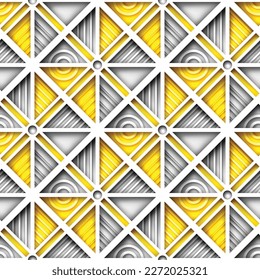 Seamless Colorful Geometric Pattern with Triangles. Endless Modern Mosaic Texture.  Fabric Textile, Wrapping Paper, Wallpaper. Vector 3d Illustration. Abstract Art