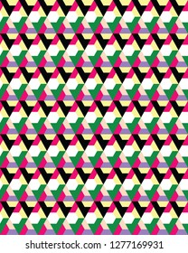 Seamless colorful geometric polygons patterns, design for packaging, print, covers, wrapping, fabric, paper, interior