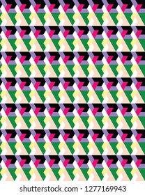 Seamless colorful geometric polygons patterns, design for packaging, print, covers, wrapping, fabric, paper, interior