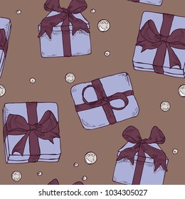 Seamless colorful gift box pattern in vector