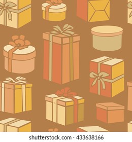 Seamless colorful gift pattern. Hand drawn vector illustration.