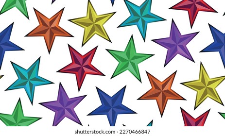 Seamless colorful gradient stars pattern banner design in isolated white background. vector illustration, fashion, interior, wrapping, wall arts, fabric, packaging, web