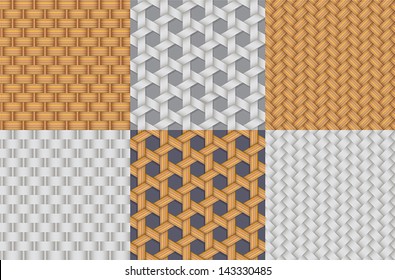 seamless colorful and grey straw wicker pattern