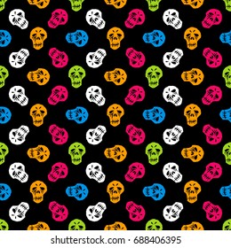 Seamless colorful halloween pattern. Day of The Dead vector background with sugar skulls