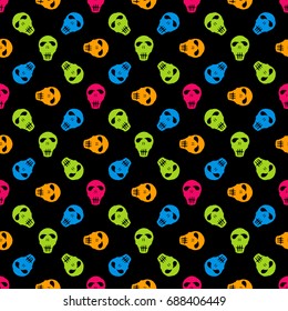 Seamless colorful halloween pattern. Day of The Dead vector background with sugar skulls