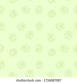 Seamless colorful hand drawn vector cabbage pattern texture. Organic vegetarian product. Vector for design packaging, wrapping, background, banner, poster, notebook, invitation, color book.