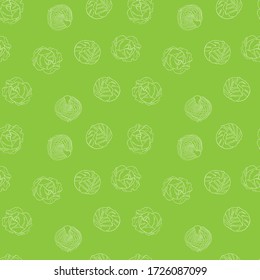 Nahtlose farbige Handgezeichnete Vektor-Cabbage-Muster. Bio-vegetarisches Produkt. Vector für Design Verpackung, Verpackung, Hintergrund, Banner, Poster, Notebook, Einladung, Farbbuch.