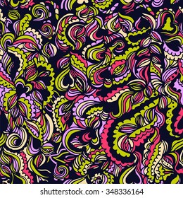 seamless colorful hand-drawn pattern consists of doodles. Vector illustration.