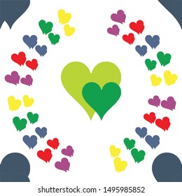 Seamless colorful heart romantic pattern vector