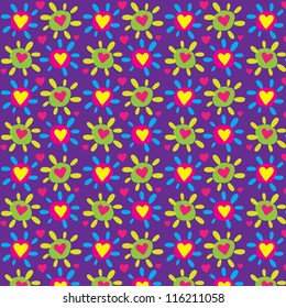 Seamless colorful heart vector pattern / Cheerful art
