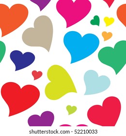 Seamless colorful heart vector pattern