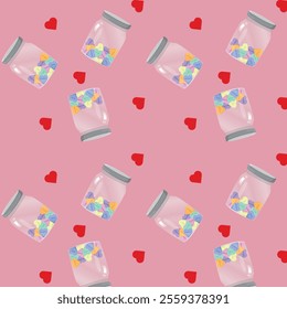 Seamless colorful hearts background, happy valentines day	